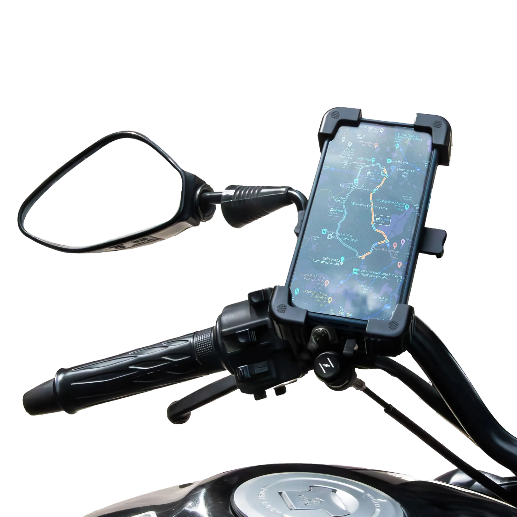 Ambrane Motogrip bike mobile holder – sturdy motorcycle phone mount with 360-degree rotation